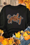 SPOOKY Rhinestone Round Neck Long Sleeve Sweatshirt - Trendsi - Flyclothing LLC