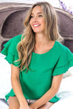 BiBi Ruffle Sleeve Wrinkled Cotton Gauze Top - Trendsi - Flyclothing LLC