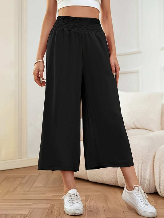 Elastic Waist Wide Leg Pants - Trendsi - Flyclothing LLC