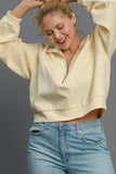 Umgee Full Size Half Zip Cropped Sweatshirt Plus Size - Trendsi - Flyclothing LLC