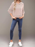Double Take Textured Kangaroo Pocket Long Sleeve Hoodie - Trendsi - Flyclothing LLC