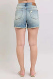 Judy Blue Full Size High Rise Washed Fly Stitch Detail and Destroy Denim Shorts Plus Size - Trendsi - Flyclothing LLC