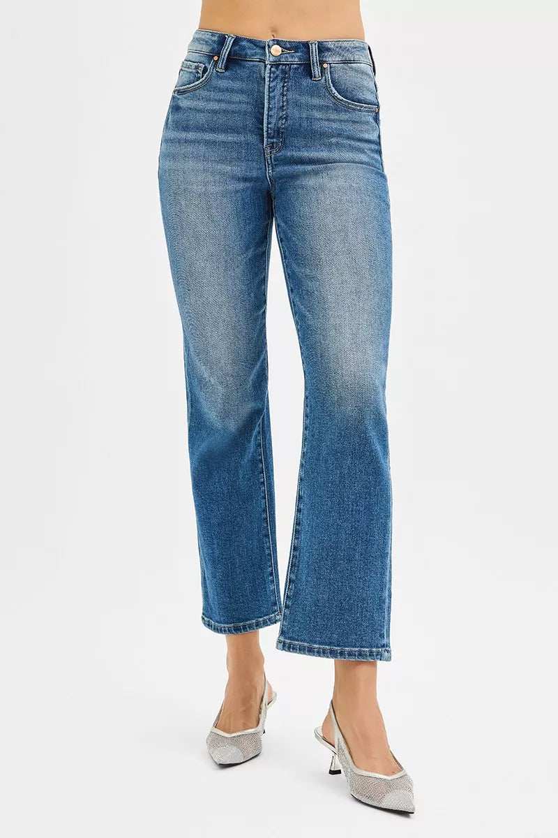 RISEN Tummy Control High Rise Crop Straight Jeans - Trendsi - Flyclothing LLC