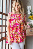 Heimish Full Size Butterfly Sleeve Floral Tiered Top Plus Size - Trendsi - Flyclothing LLC