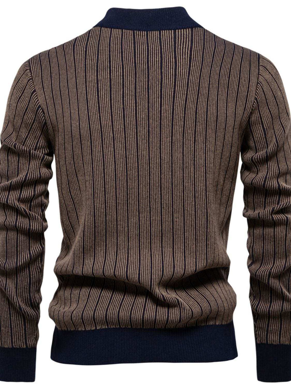 Men's Mock Neck Contrast Striped Sweater - Trendsi - Flyclothing LLC