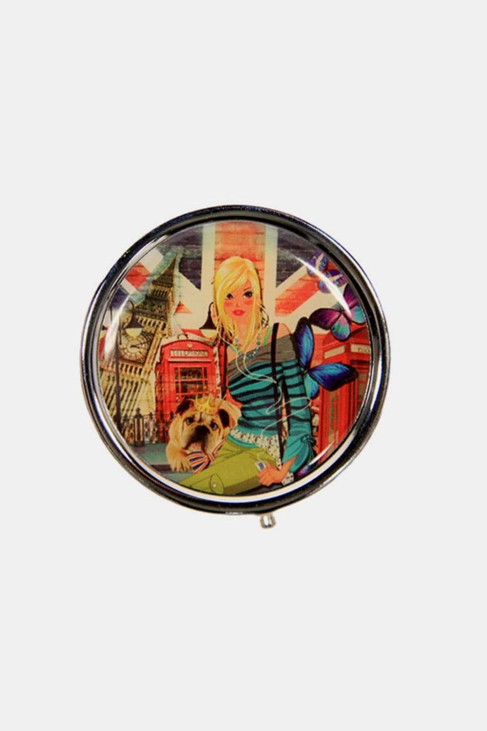 Nicole Lee USA Print Metallic Circular Small Pill Case - Trendsi - Flyclothing LLC