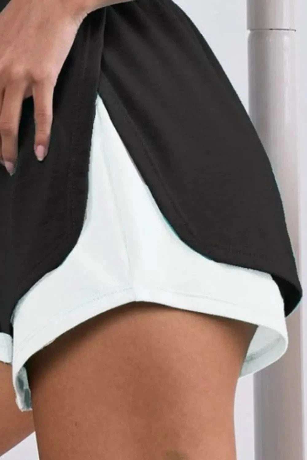 BiBi French Terry Knit Color Block with Sid Slit Shorts - Trendsi - Flyclothing LLC