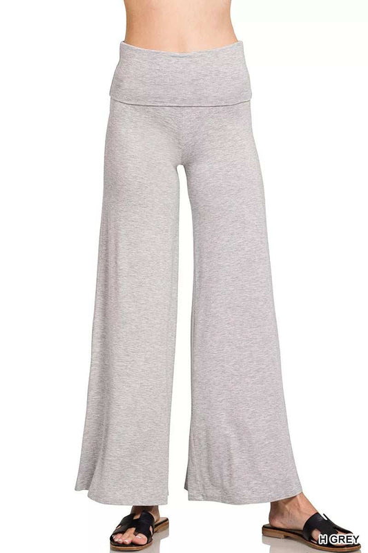Zenana Fold Over Waist Comfy Wide Leg Pants - Trendsi - Flyclothing LLC