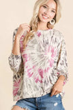 BiBi Tie Dye Print Terry Pull Over - Trendsi - Flyclothing LLC