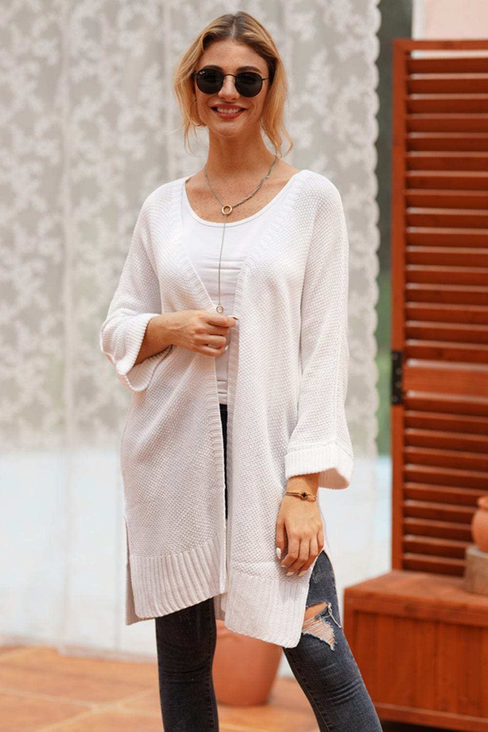 Open Front Long Sleeve Cardigan - Trendsi - Flyclothing LLC