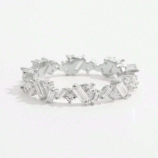 925 Sterling Silver Inlaid Zircon Ring - Trendsi - Flyclothing LLC