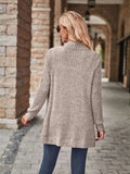Ribbed Open Front Long Cardigan with Pockets - Trendsi - Flyclothing LLC