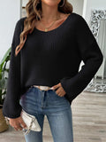 Round Neck Long Sleeve Sweater - Trendsi - Flyclothing LLC