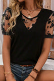 Flora Lace Patchwork Crew Neck Top - Trendsi - Flyclothing LLC