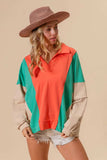 BiBi Colorblock Exposed Seam French Terry Sweatshirt - Trendsi - Flyclothing LLC