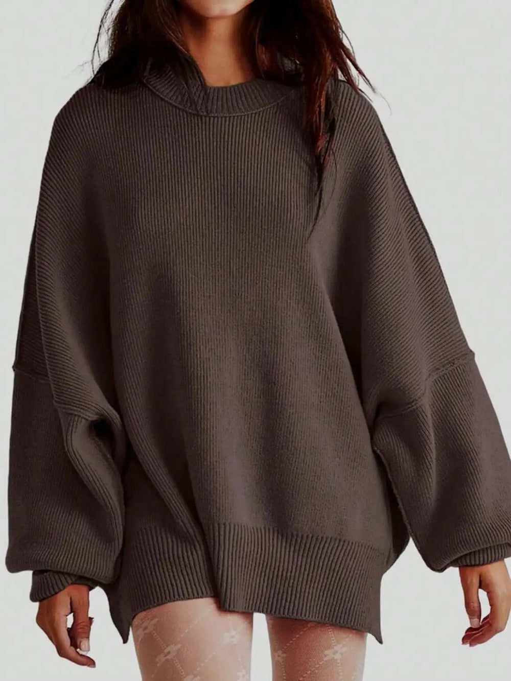 Round Neck Long Sleeve Sweater - Trendsi - Flyclothing LLC