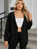 Pocketed V-Neck Button Up Denim Jacket - Trendsi - Flyclothing LLC
