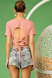 BiBi Rib Knit with Back Cross and Tied Detailed Top - Trendsi - Flyclothing LLC