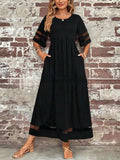 Full Size Round Neck Half Sleeve Dress Plus Size - Trendsi - Flyclothing LLC