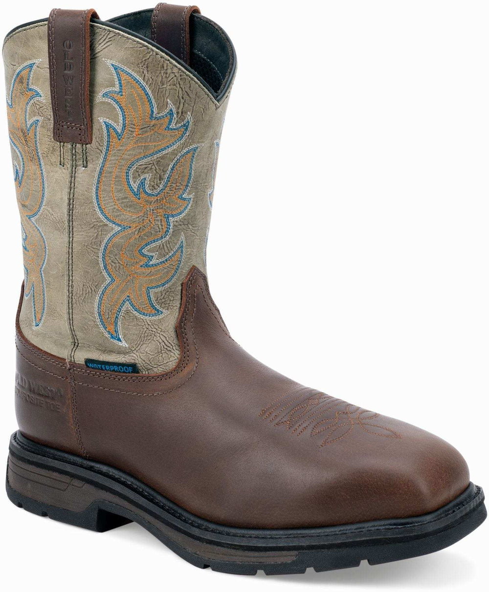 Old West Mustard Crazy Brown Foot Smoky Ivory Shaft Men's Work Boots - Old West - Flyclothing LLC