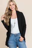 BOMBOM Open Front Waffle Knit Cocoon Cardigan - Trendsi - Flyclothing LLC