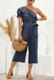 Ruffled Single Shoulder Tie Waist Jumpsuit - Trendsi - Flyclothing LLC