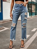 Distressed Raw Hem Jeans with Pockets - Trendsi - Flyclothing LLC