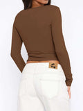 Button Down Long Sleeve Top - Trendsi - Flyclothing LLC