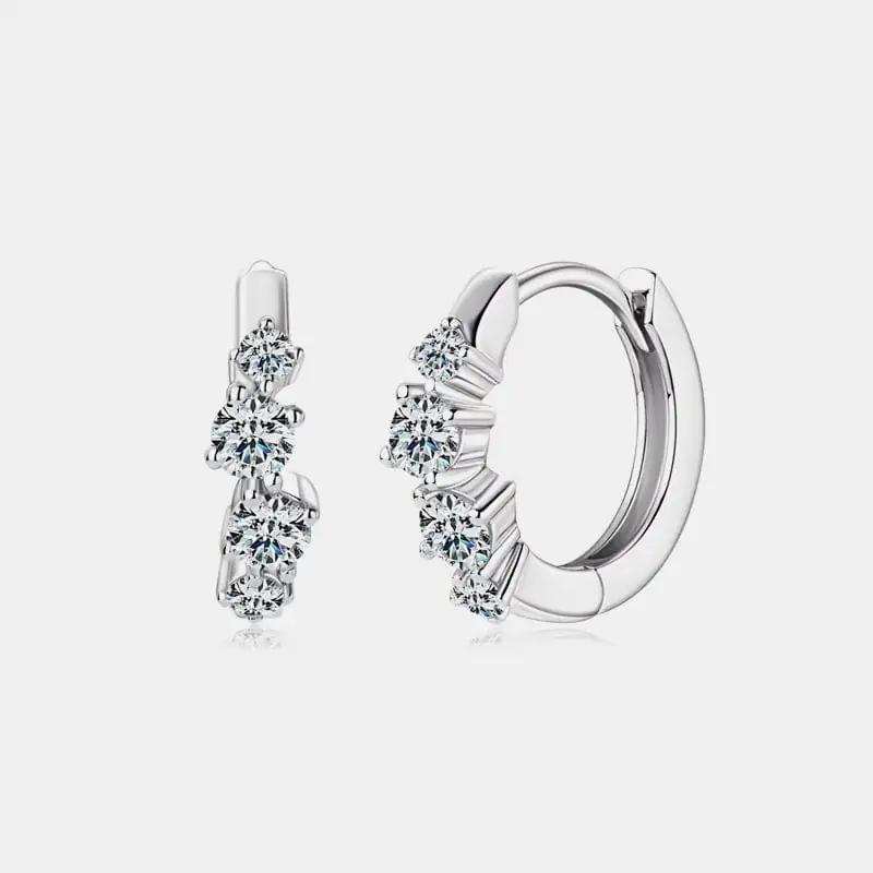 925 Sterling Silver Moissanite Huggie Earrings - Trendsi - Flyclothing LLC