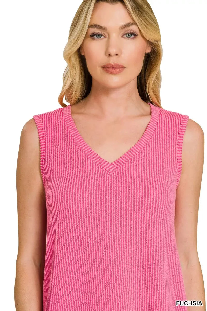 Zenana Raised Rib Sleeveless Mini Dress - Trendsi - Flyclothing LLC