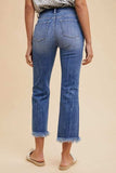 Annie Wear Distressed Raw Hem Straight Leg Cropped Jeans - Trendsi - Flyclothing LLC