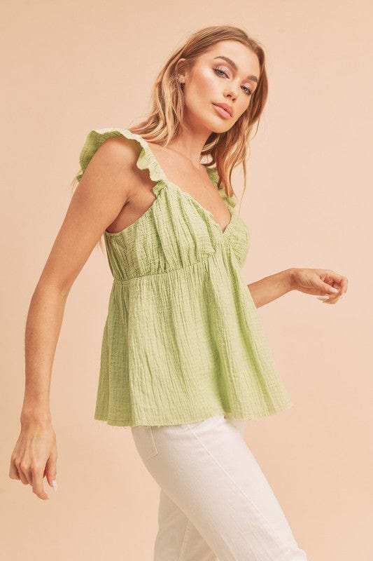 Aemi + Co Sweetheart Neck Ruffled Strap Top - Trendsi - Flyclothing LLC