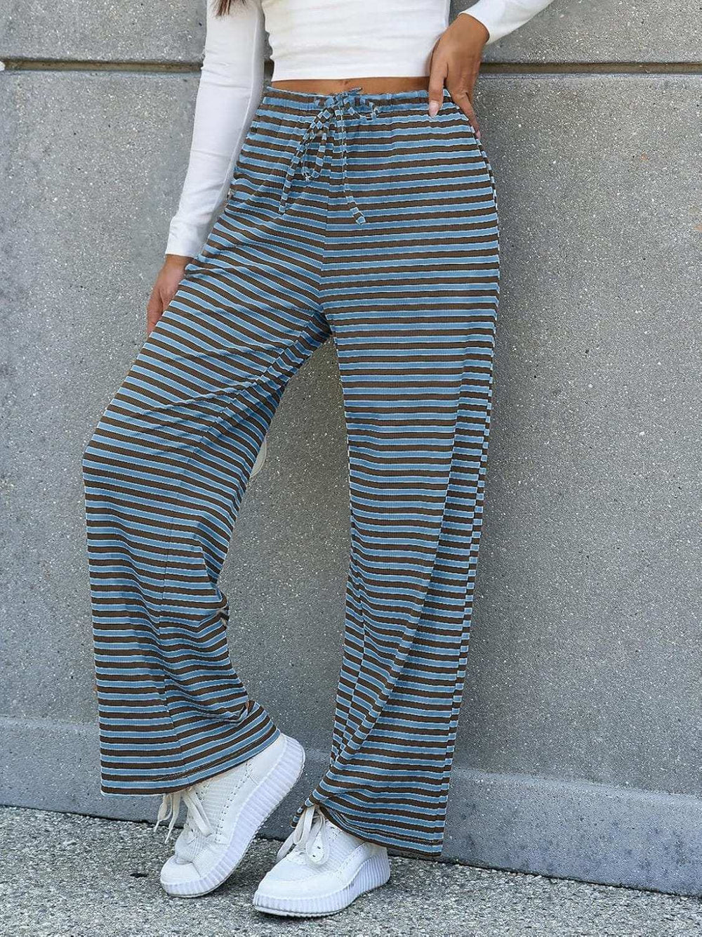 Lovelet Striped Wide Leg Pants - Trendsi - Flyclothing LLC