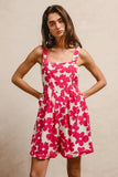 BiBi Floral Prints Tuck Detail Short Overall With Pockets - Trendsi - Flyclothing LLC