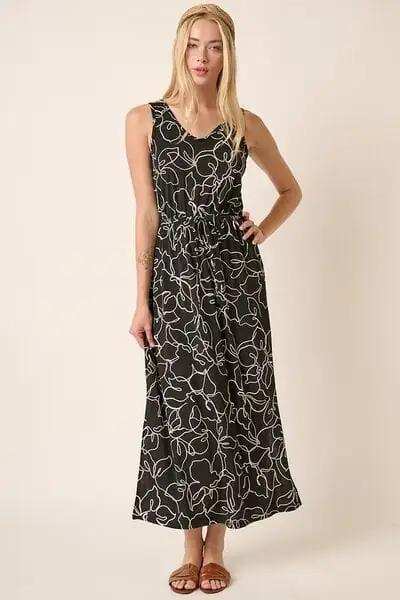 Mittoshop Side Slit Flower Print V-Neck Sleeveless Dress - Trendsi - Flyclothing LLC