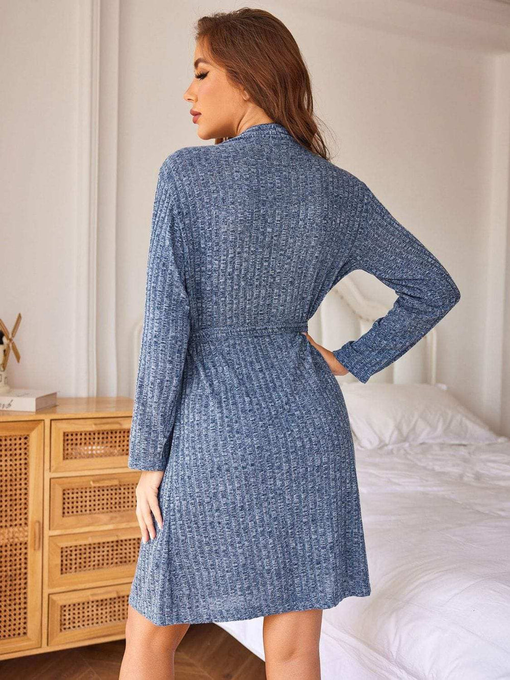 Tied Solid Lounge Nightgown with Pockets - Trendsi - Flyclothing LLC