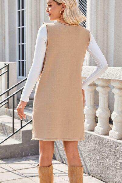 Lovelet Pocketed V-Neck Mini Sweater Overall Dress - Trendsi - Flyclothing LLC