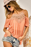 BiBi Front Crochet Lace Adjustable Strap Top - Trendsi - Flyclothing LLC