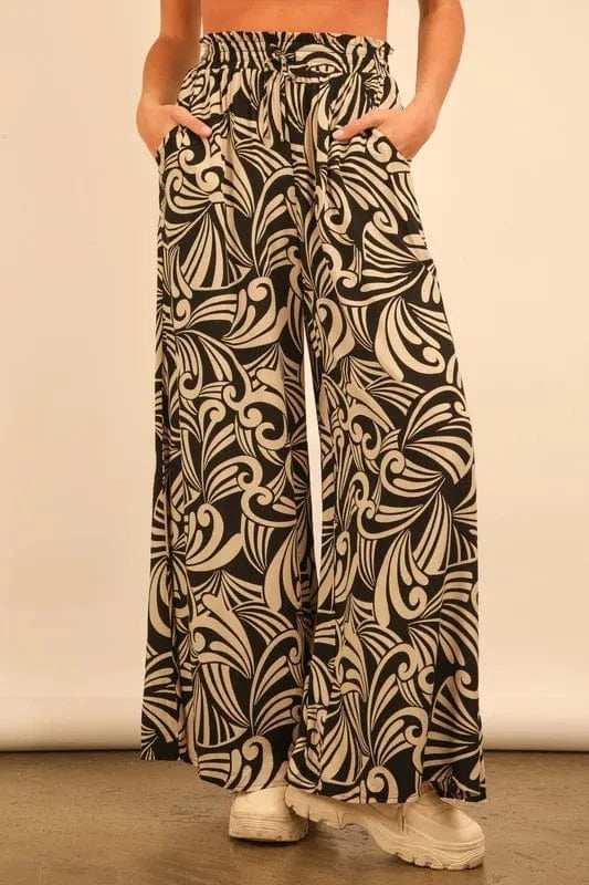 VERY J Printed Wide Leg Pants - Trendsi - Flyclothing LLC