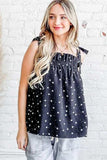And The Why Daisy Polka Dot Print Ruffle Tank Top - Trendsi - Flyclothing LLC