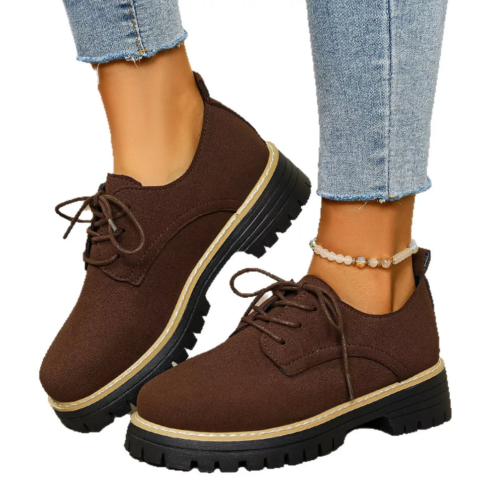 Lace-Up Platform Loafers - Trendsi - Flyclothing LLC