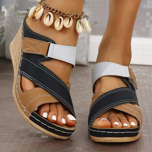Open Toe Wedge Sandals - Trendsi - Flyclothing LLC