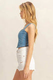HYFVE Washed Sweetheart Neck Wide Strap Denim Tank - Trendsi - Flyclothing LLC