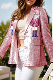 Sequin Nutcracker Long Sleeve Blazer - Trendsi - Flyclothing LLC