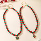 2 Piece Christmas Beaded Necklace with Pendants - Trendsi - Flyclothing LLC
