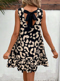 Tied Leopard Round Neck Tank Dress - Trendsi - Flyclothing LLC
