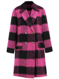 Plaid Double-Breasted Long Sleeve Coat - Trendsi - Flyclothing LLC
