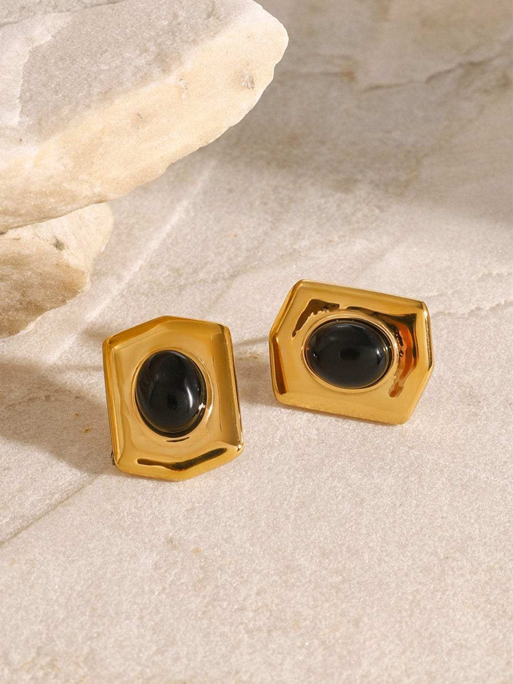 18K Gold-Plated Stainless Steel Agate Earrings - Trendsi - Flyclothing LLC