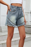 Raw Hem Studded Denim Shorts - Trendsi - Flyclothing LLC
