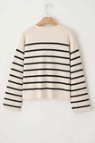 Striped Button Up Round Neck Cardigan - Trendsi - Flyclothing LLC